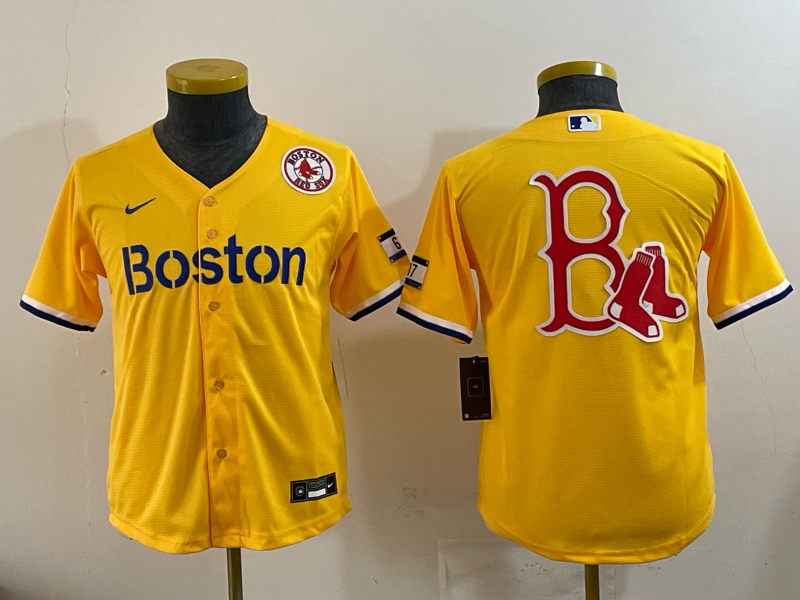 Youth Boston Red Sox blank yellow 2025 Nike MLB Jersey 06->youth mlb jersey->Youth Jersey